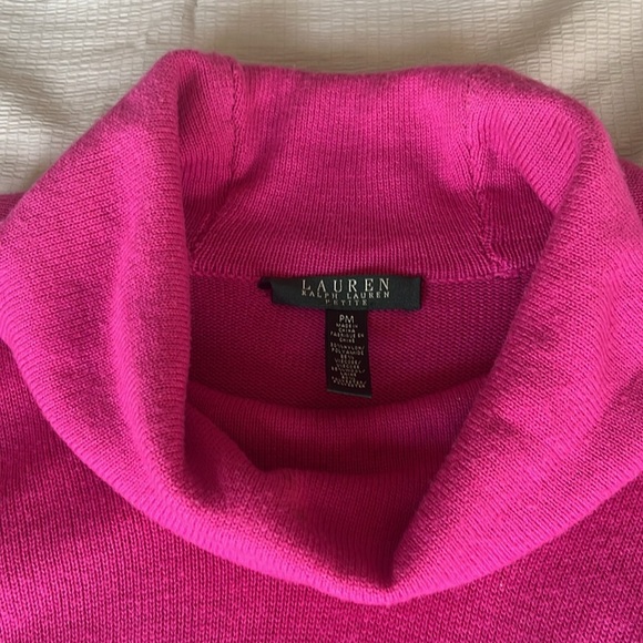 Lauren Ralph Lauren Petite Medium Fuschia Roll Down Neck Sweater - Picture 2 of 7